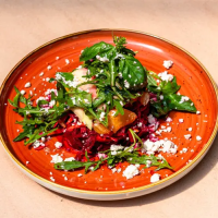 Beetroot salad, white cheese